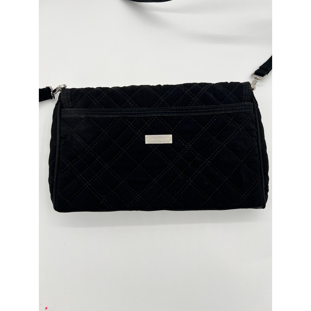 Vera Bradley Black Quilted Crossbody Bag Purse Zebra Print Interior